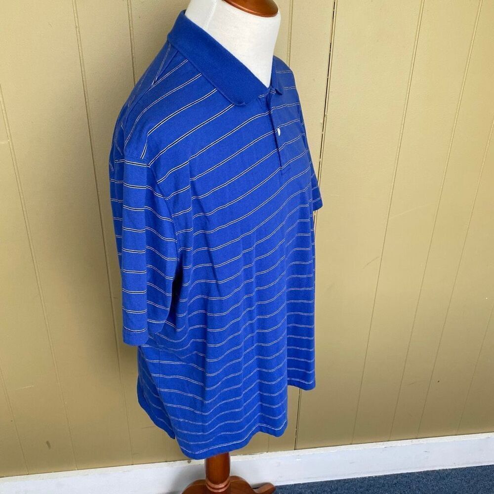 Bugle Boy men 2XL short sleeve cotton blend 2 button collar polo blue stripe - Picture 3 of 8
